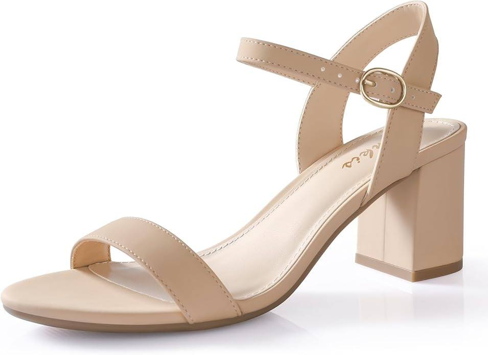 Ankis Nude Black Heels, 2.5'' Block Chunky White Clear Silver Heel Dressy Open Toe Heels For Wome... | Amazon (US)