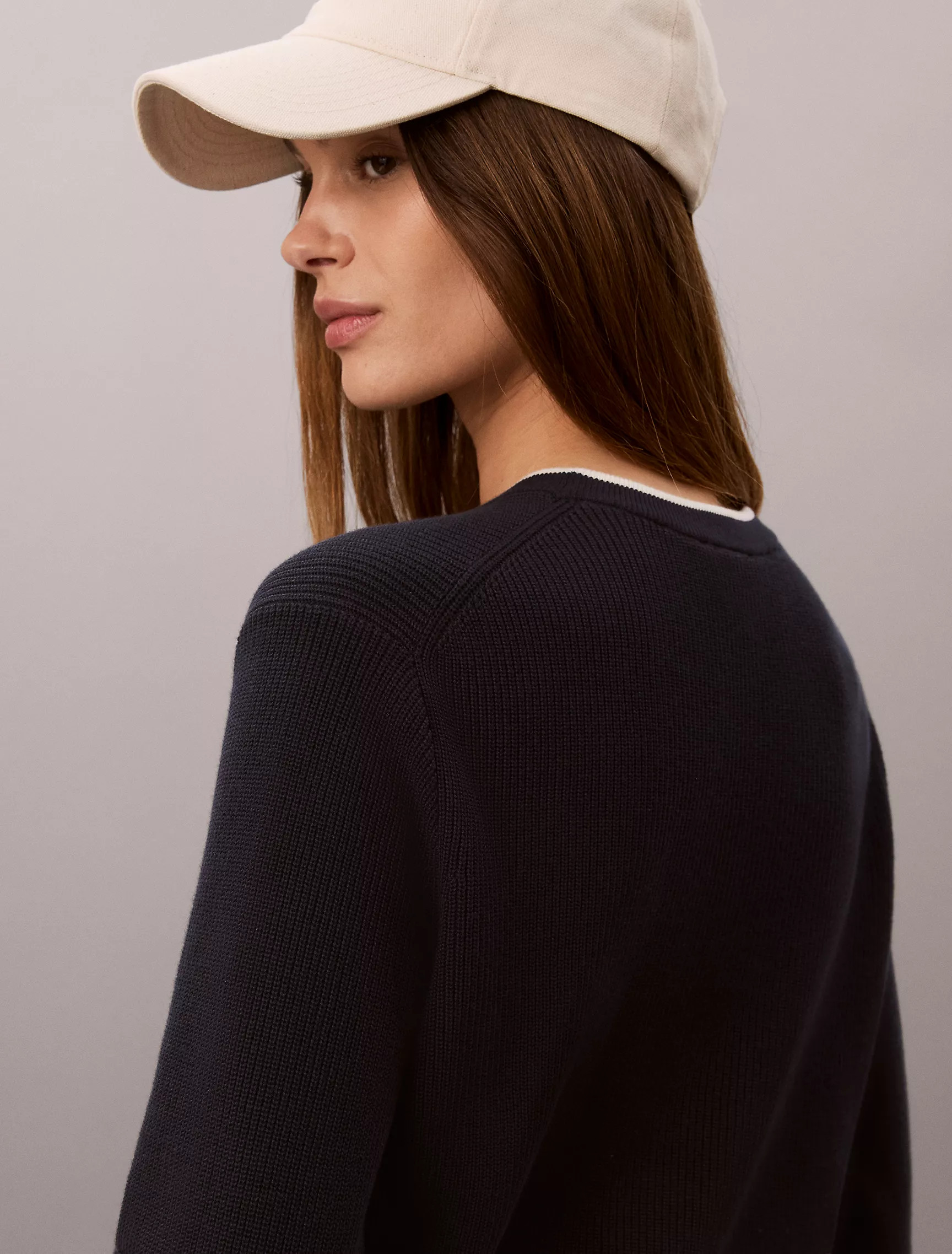 Smooth Cotton Monogram Tipping Sweater | Calvin Klein | Calvin Klein (US)
