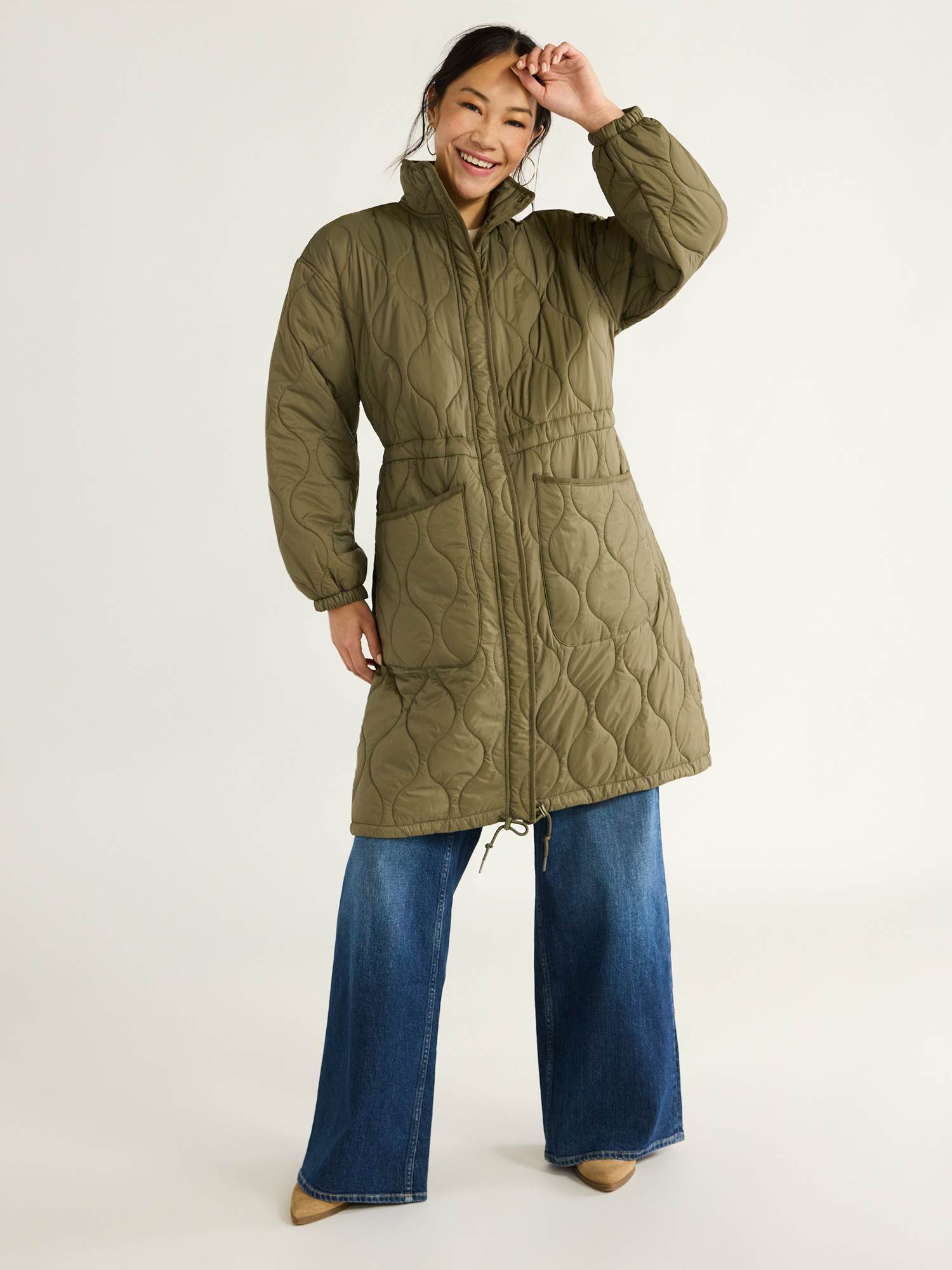 Free Assembly Women's Quilted Cocoon Jacket, XS-XXL | Walmart (US)
