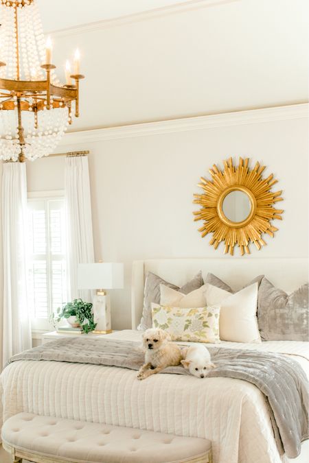 Bedroom furniture starburst miracle mirror antique gold beaded chandelier affordable chandelier linen pinch pleat drapes Amazon traps Amazon Curtains Amazon Finds all the bedding velvet pillows velvet quilt marble lamp alabaster lamps faux greenery

#LTKstyletip #LTKhome #LTKunder100