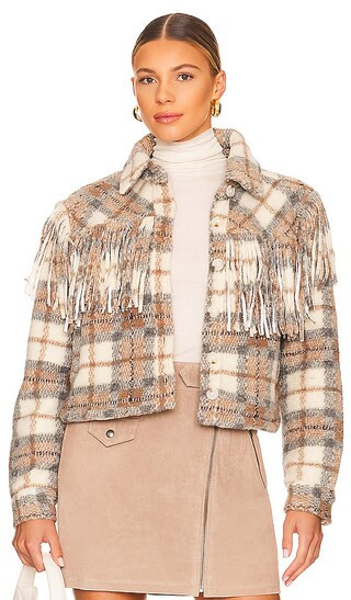 Fringe Cropped Jacket in Take Note | Revolve Clothing (Global)