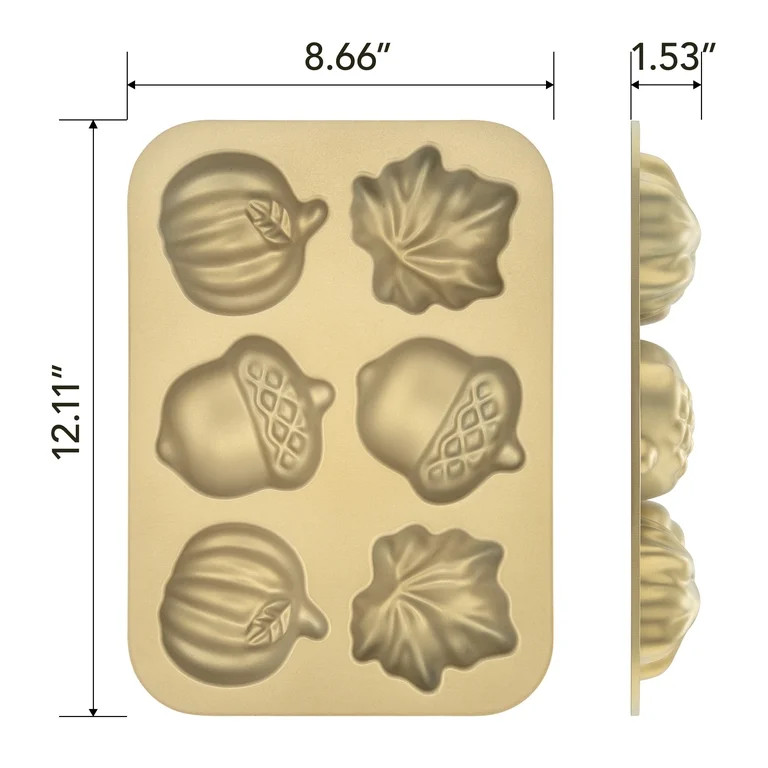 Better Homes & Gardens 12" x 8" Nonstick Aluminum Cake Pan with 6 Fall-Shaped Cake Molds | Walmart (US)