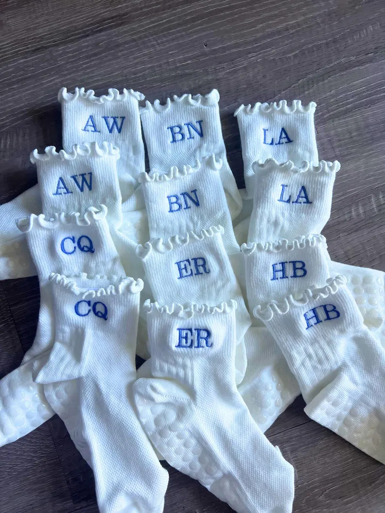 Pilates Socks Customized Monogrammed Personalized Initials Barre Yoga Work Out Grippy Socks | Etsy (US)