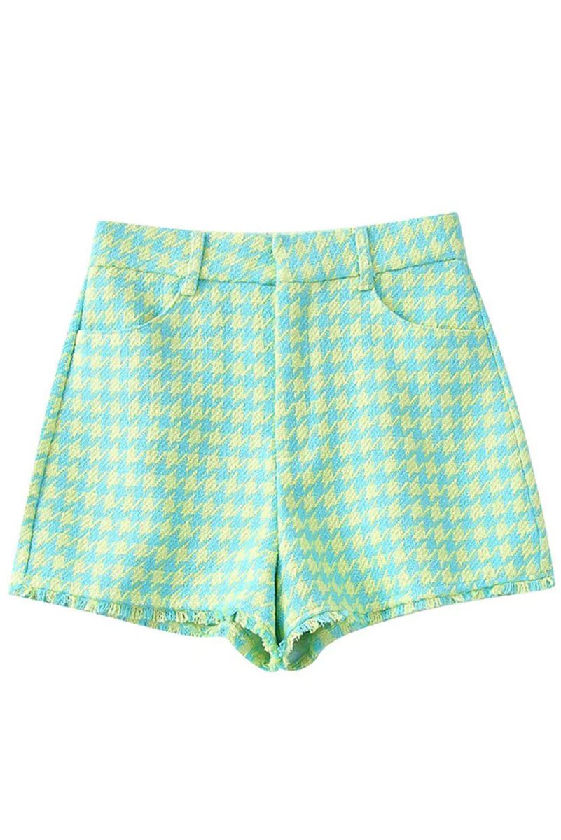 'Whitley' Houndstooth Pattern Frayed Shorts | Goodnight Macaroon