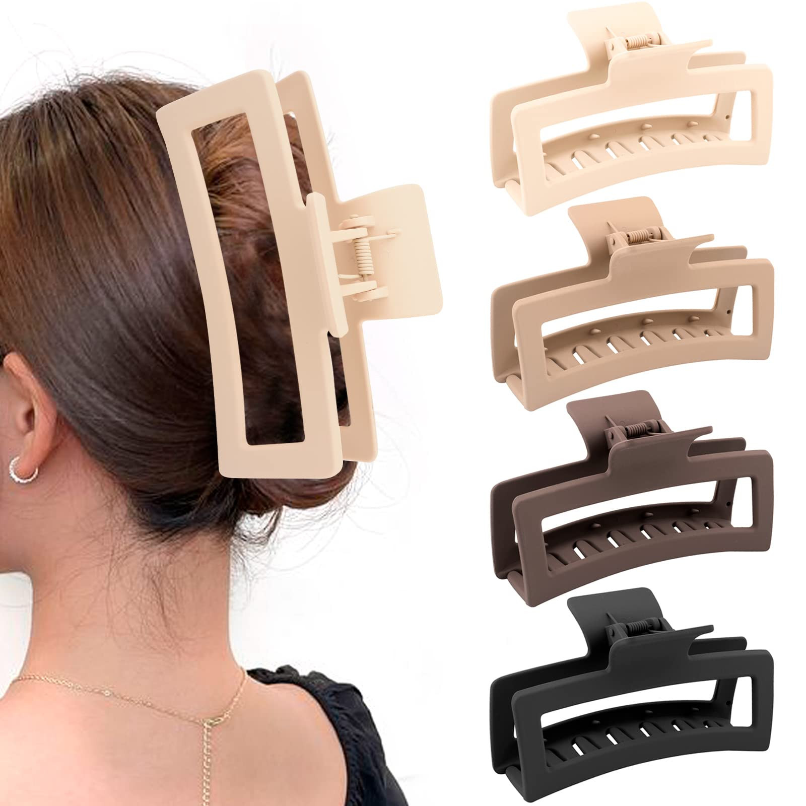 5 Inche Extra Large Claw Clips for Thick Hair and Long Hair, 4 Pack Xl Jumbo Claw clips, Oversize... | Amazon (US)