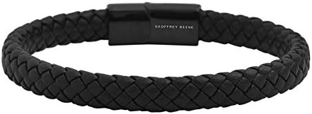 Geoffrey Beene Men's Braided Genuine Leather Bracelet with Stainless Steel Closure | Amazon (US)