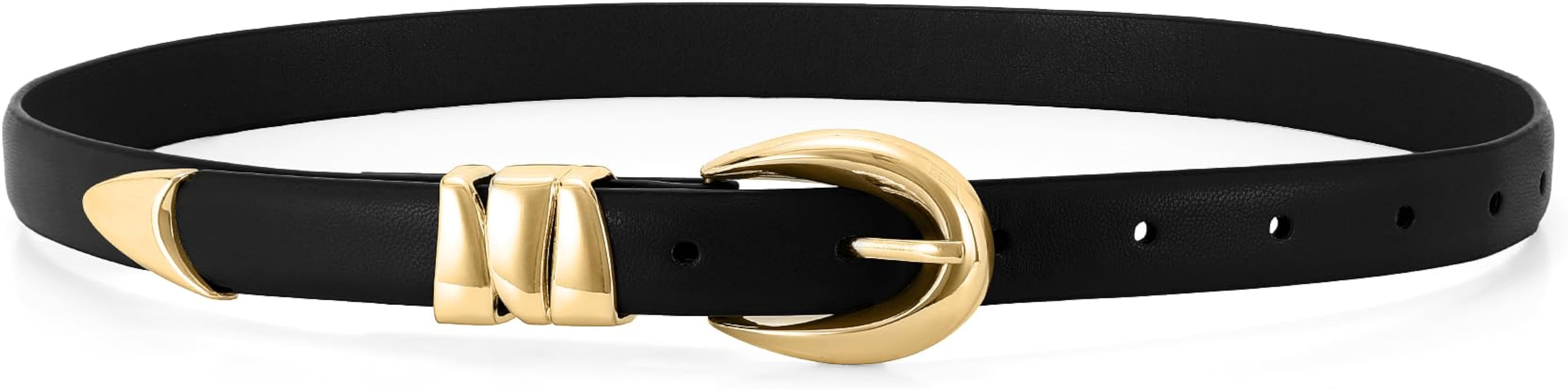 WHIPPY Women Leather Belt for Jeans Pants Dresses Skinny Waist Belt Fashion Ladies Belt with Shin... | Amazon (US)