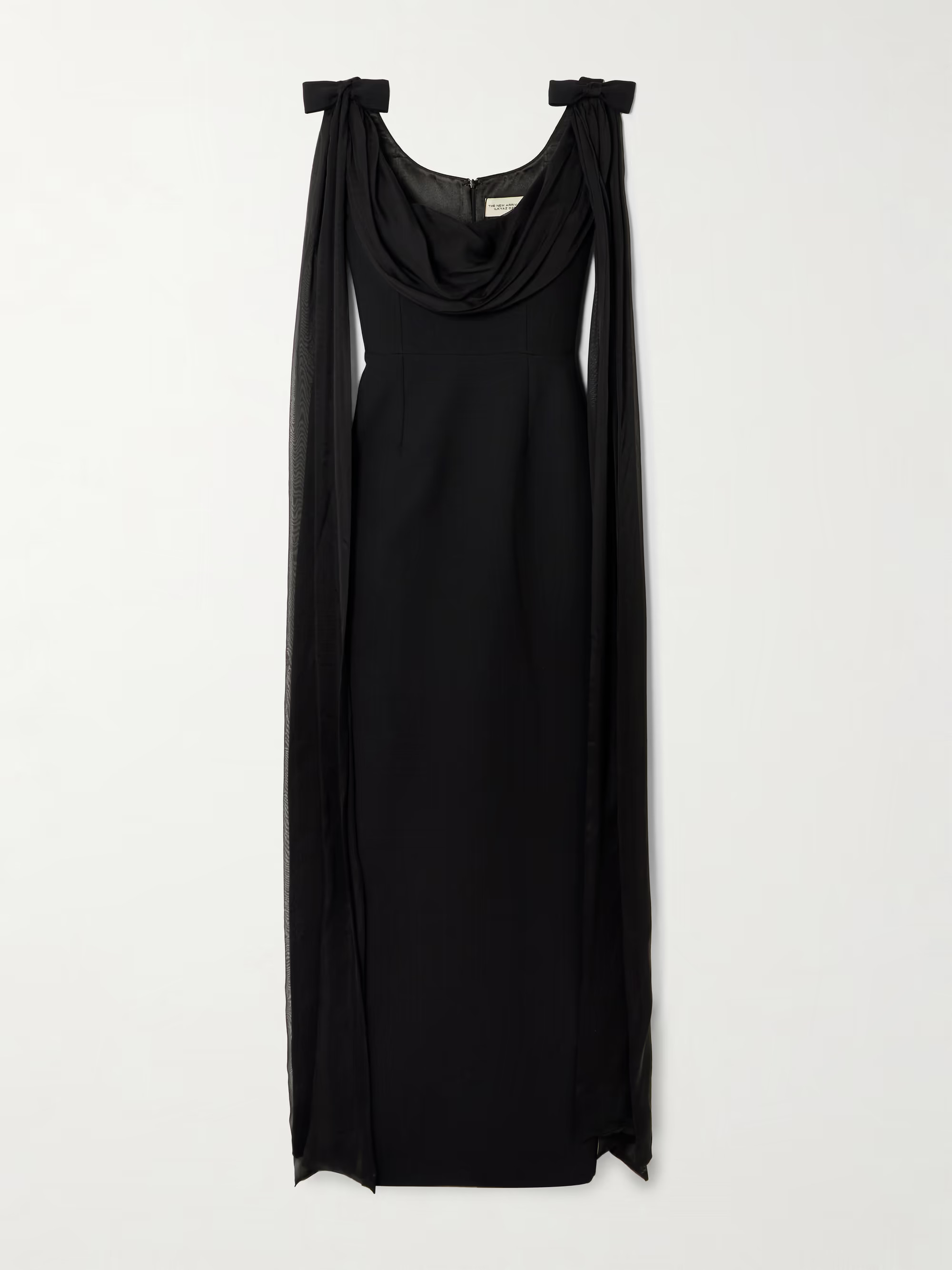 Morticia bow-detailed draped silk voile-trimmed cady gown | NET-A-PORTER (UK & EU)