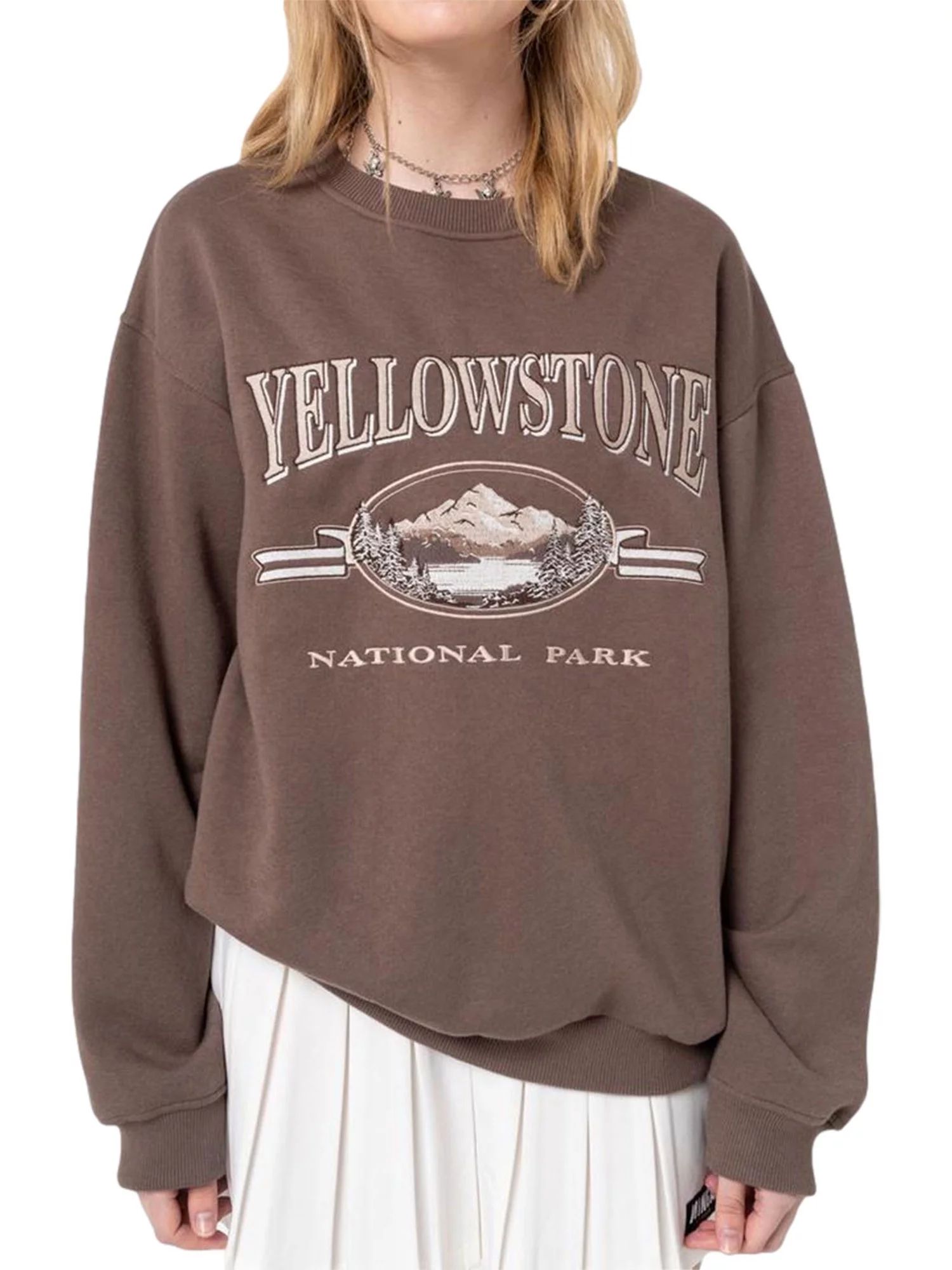 Inevnen Yellowstone National Park Sweatshirt for Women Graphic Aesthetic Oversized Pullover Tops | Walmart (US)