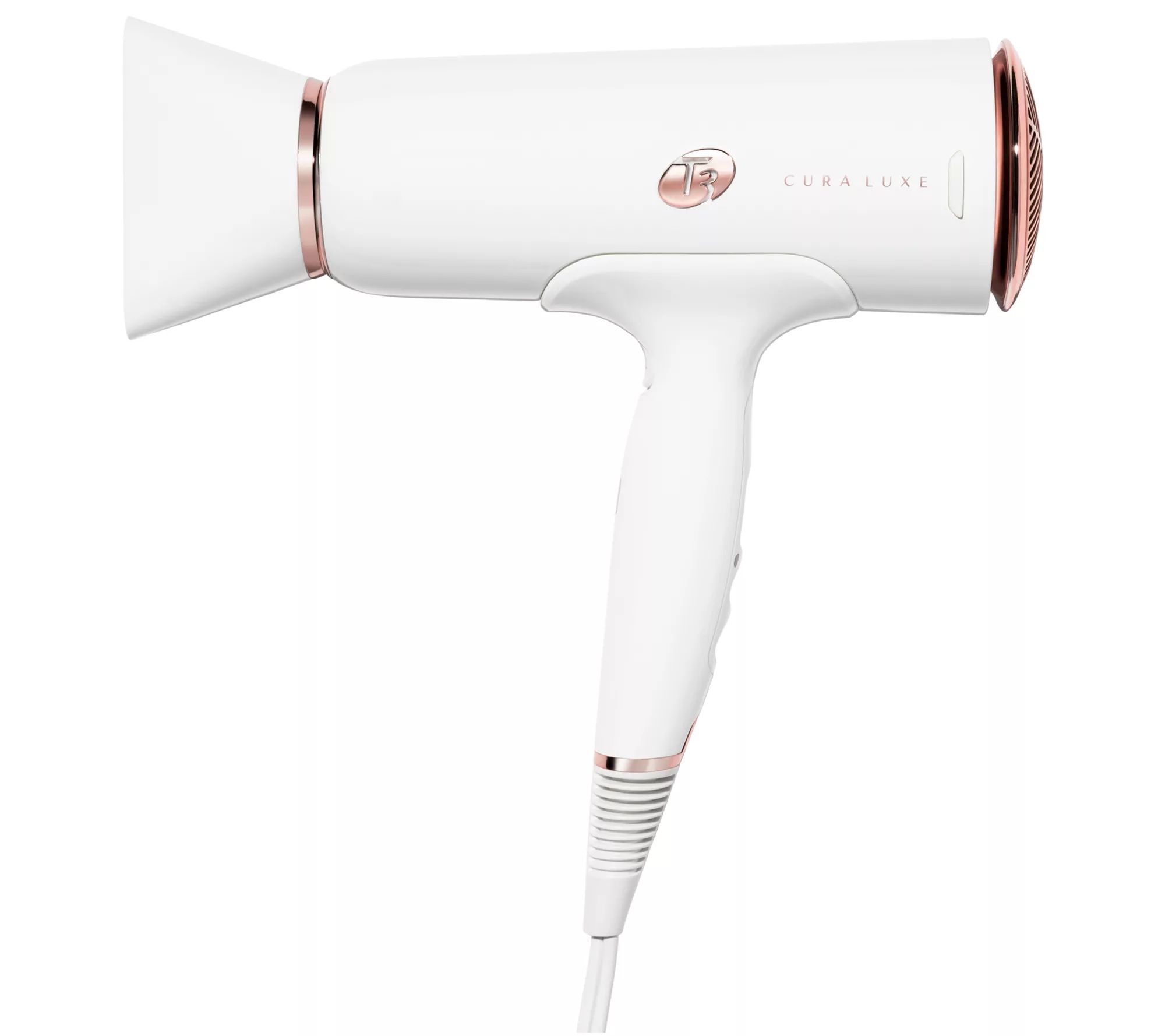 T3 Cura Luxe Hair Dryer - White/Rose Gold | QVC