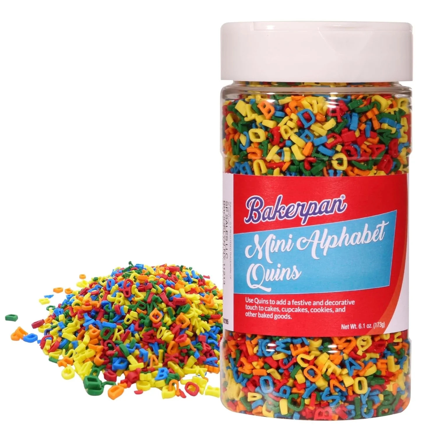 Bakerpan Quins Alphabet Sprinkles for Cake Decorating - 6.1 Ounces - ABC Edible Confetti Sprinkle... | Walmart (US)