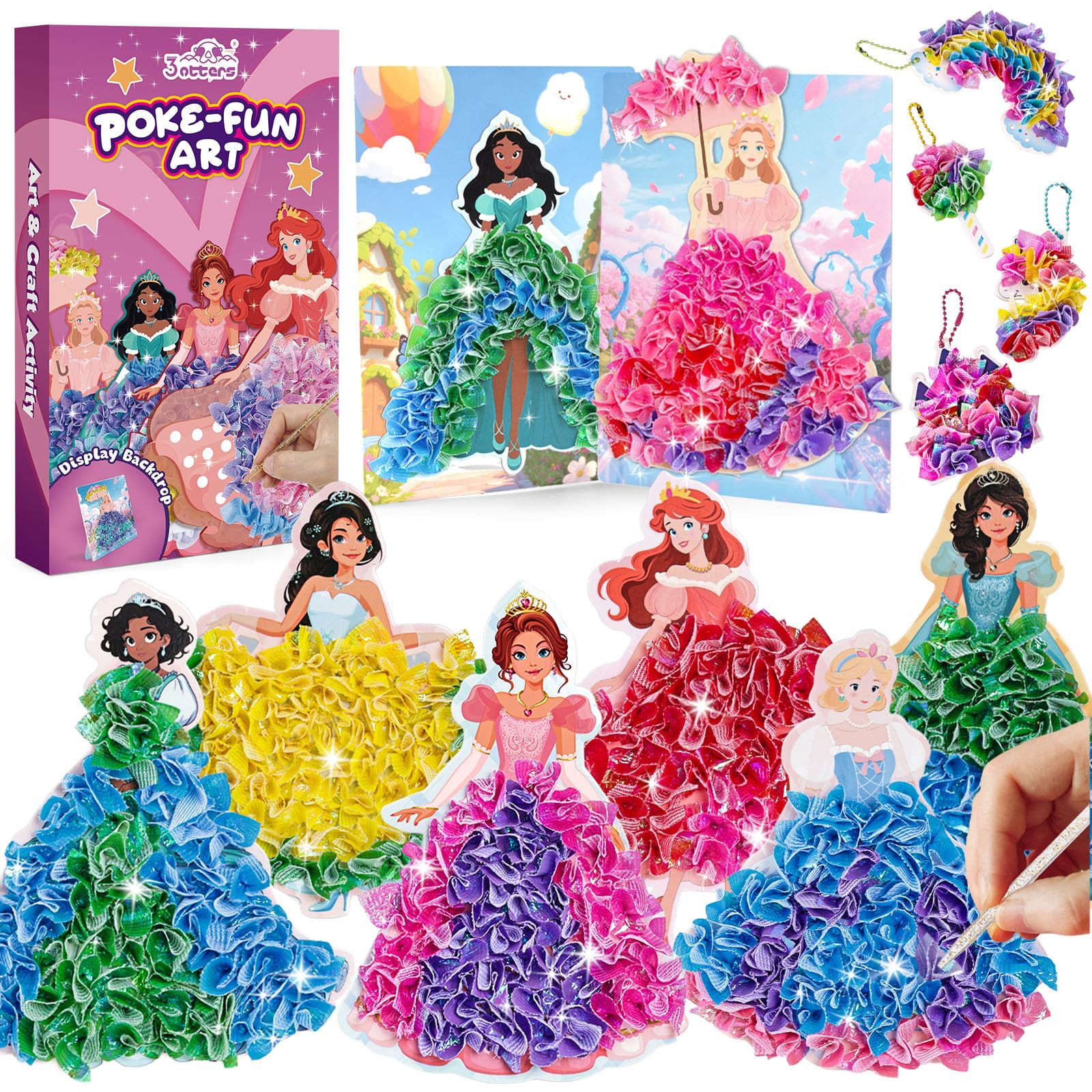 3 otters Poke in Art, Magical Princesses Party Favors Pretty Princess Game for DIY Crafts Birthda... | Amazon (US)