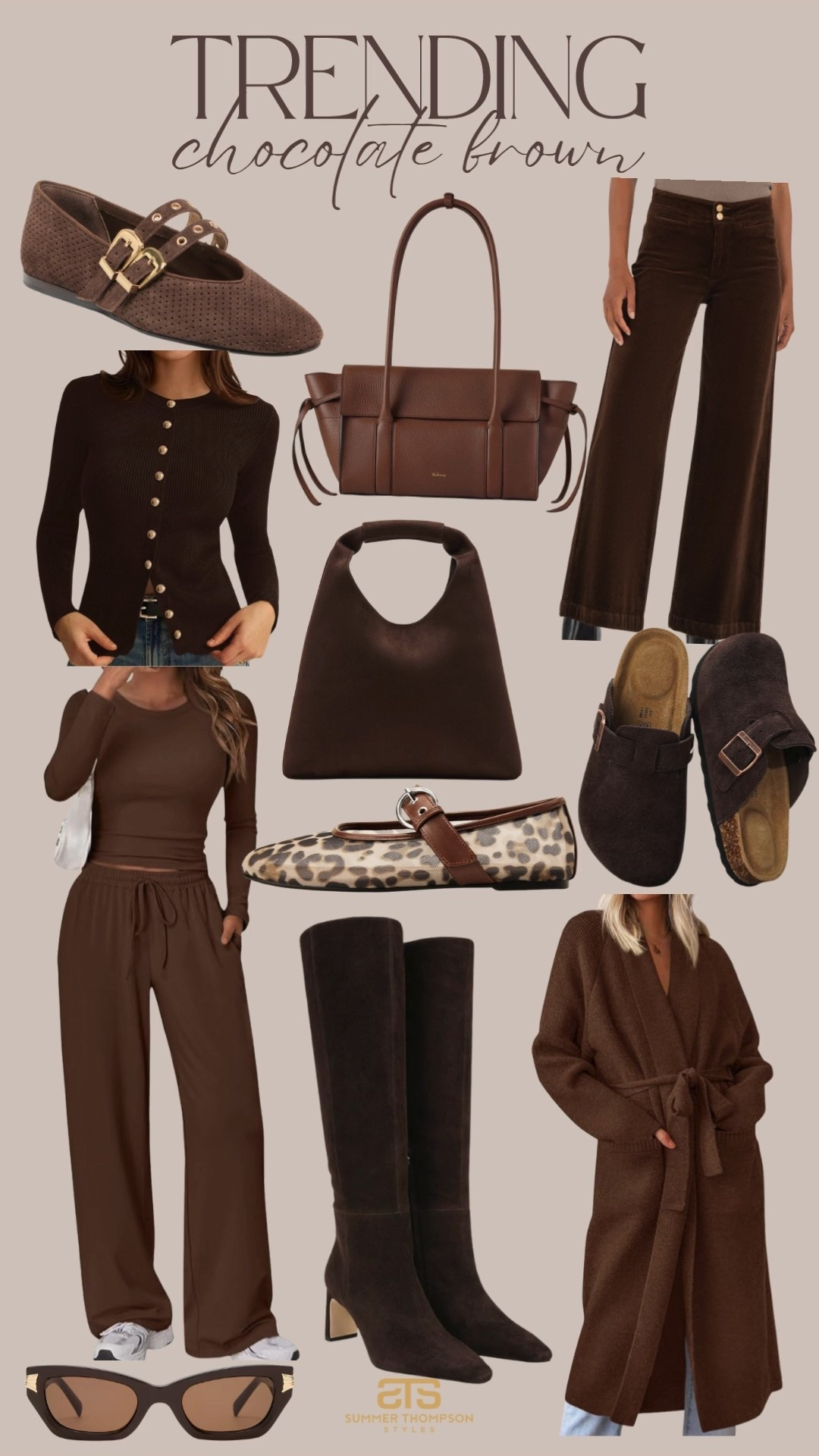 Love these chocolate brown finds! 

Mary Jane flats. Ballet flats. Handbag. Purse. Corduroy pants.  Cardigans. Suede clogs. Sunglasses. Mesh flats. Matching set  

#LTKStyleTip #LTKFindsUnder100 #LTKSeasonal