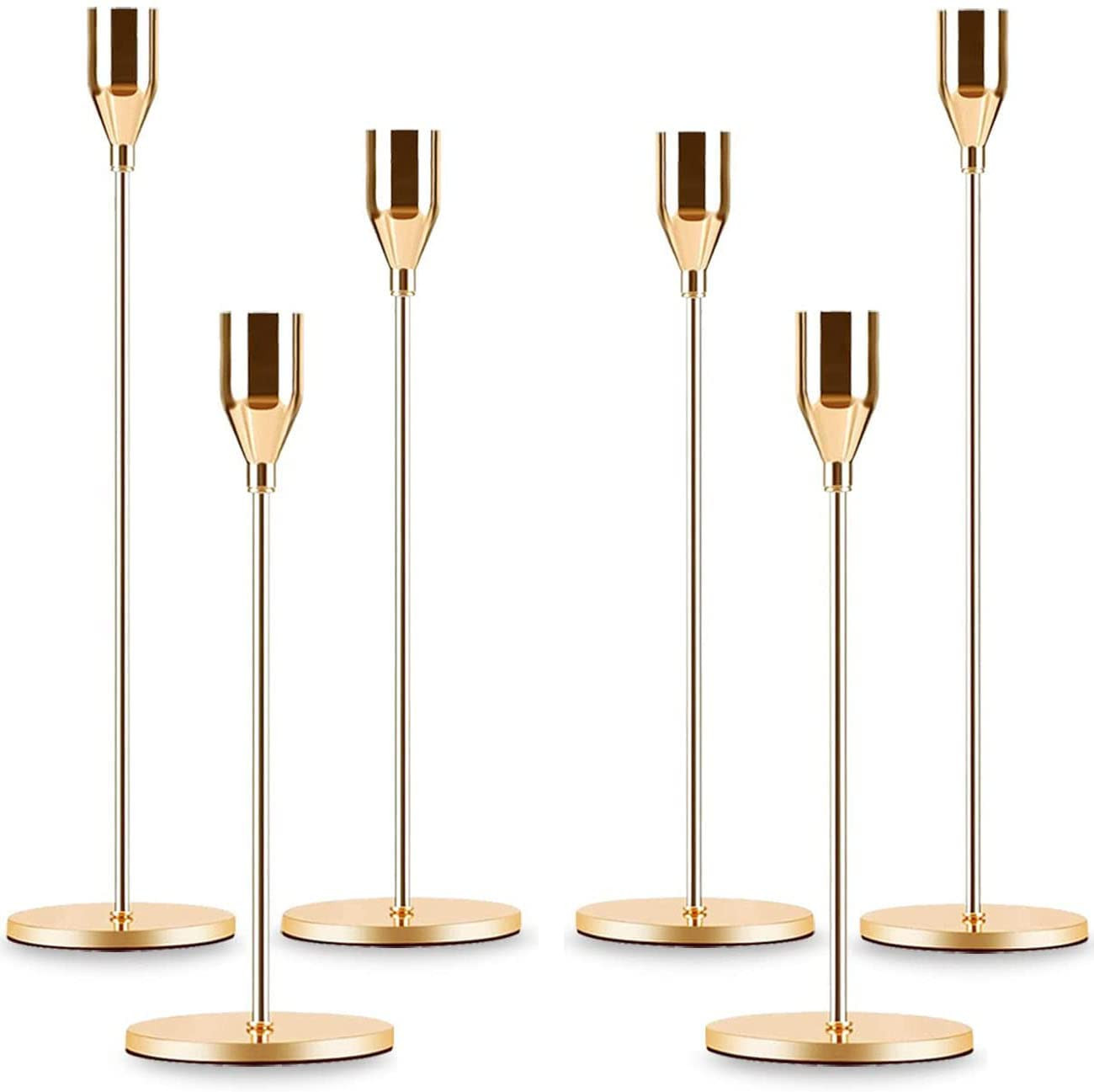 Gold Taper Candle Holder Set of 6, Brass Gold Tall Candlestick Holders, Metal Vintage Candle Stic... | Amazon (US)
