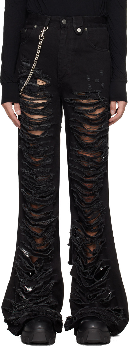 EGONlab Black Distressed Jeans | SSENSE