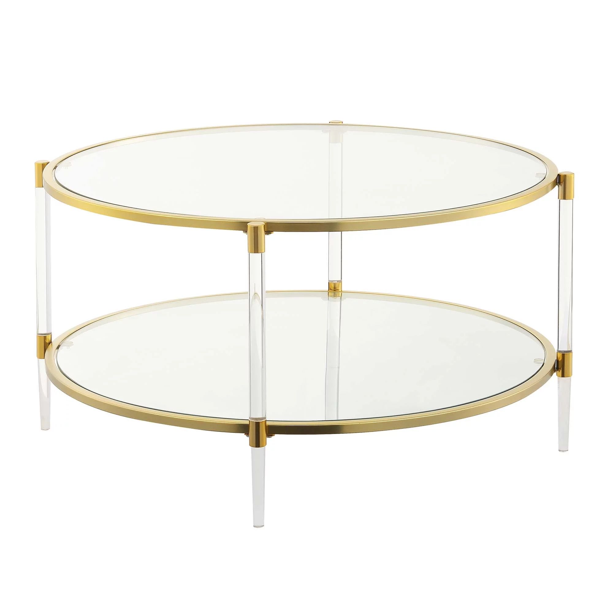 Convenience Concepts Royal Crest Acrylic Glass Coffee Table, Clear/Gold - Walmart.com | Walmart (US)