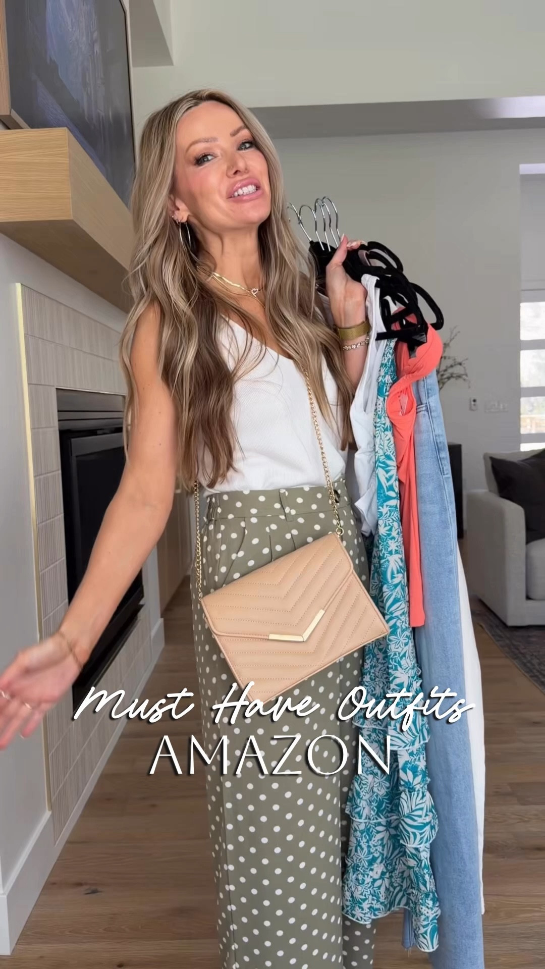 4 Amazon outfits I’m totally recommending this week and every single one has elevated basics + effortless mom style. Comment AMAZON and I’ll send you the details ❤️

• Olive polka dot wide leg trousers + soft neutral tank (so flattering and chic for everyday)
• Neutral scallop tank + cream wide leg pants (the ultimate capsule closet combo)
• White tank + flowy blue midi skirt (lightweight, feminine, perfect spring-to-summer outfit)
• Coral scallop tank + stretchy wide leg jeans (the easiest pop of color for warm weather)

These are the kind of affordable everyday outfits that look polished but feel comfortable enough for real life. Easy to mix and match, flattering fits, and that neutral chic vibe I’m always going for.



#AmazonFashionFinds #AffordableOutfitIdeas #NeutralChic #ElevatedBasics #MomStyle 