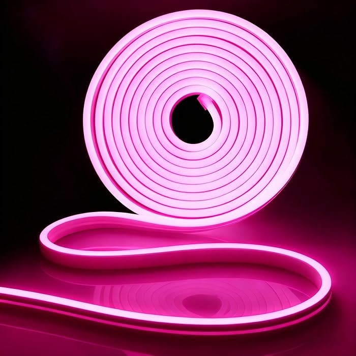 iNextStation 16.4FT/5M Pink LED Strip Lights, DC12V Silicone Neon Light Strip, IP65 Waterproof Le... | Amazon (US)