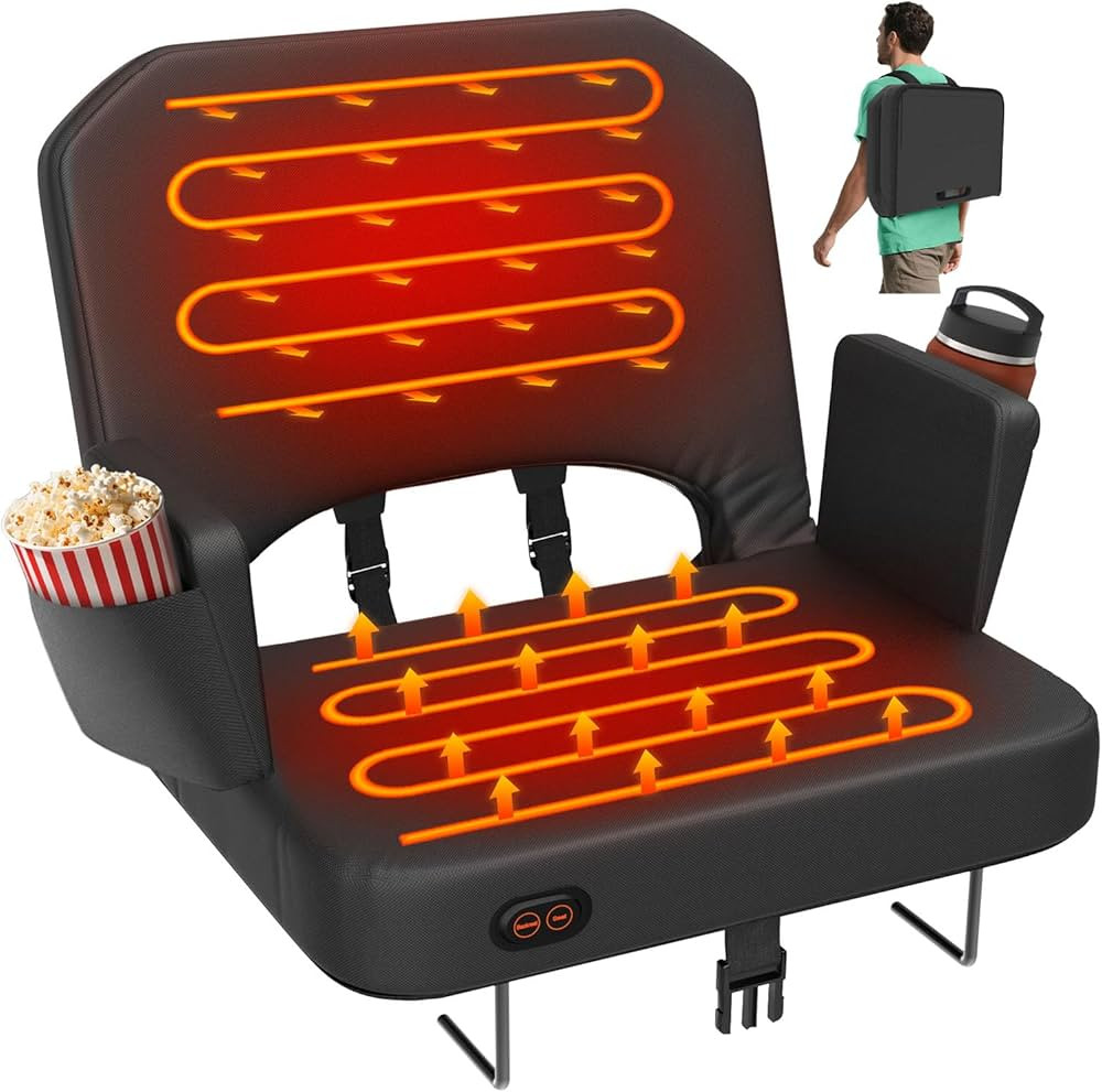 HOPERAN Heated Stadium Seats for Bleachers with Back Support - 3 Levels Bleacher Chairs with Back... | Amazon (US)