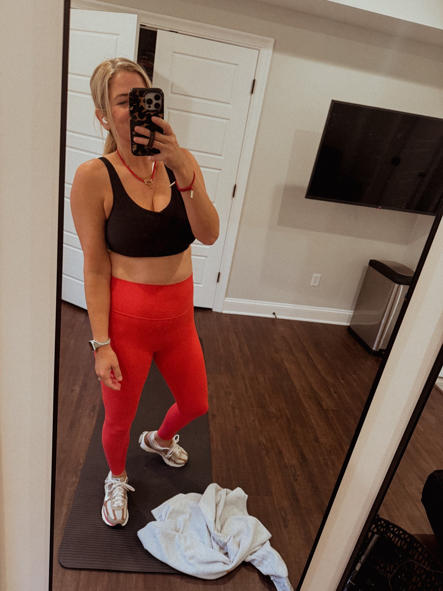 Red leggings, lululemon sports bra, nike vomero 

#LTKOver40 #LTKActive #LTKSaleAlert