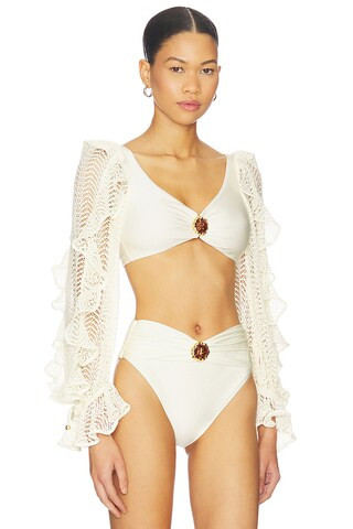Jade Long Sleeve Bikini Top in Off-white | Revolve Clothing (Global)