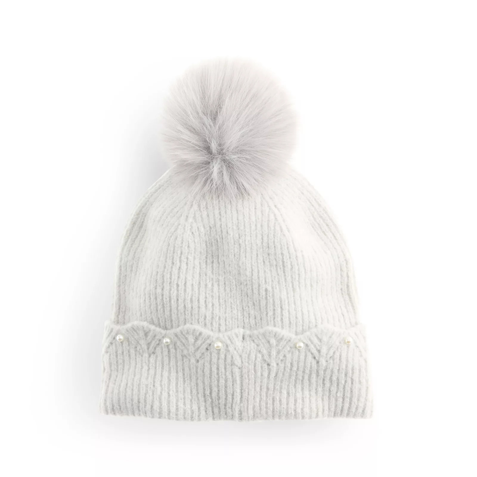 Women's LC Lauren Conrad Pearl Scallop Beanie With Pom | Kohl's