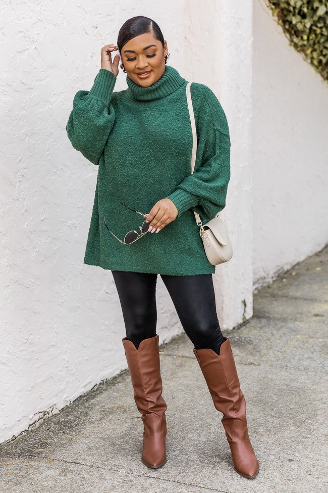 Haven't You Heard Hunter Green Turtleneck Sweater | Pink Lily