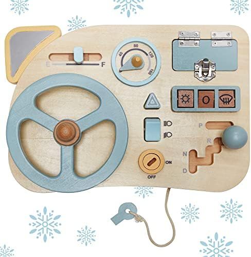 LA·LA · LLAMA Montessori Toy Steering Wheel - Car Driving Toddler Busy Board - Wooden Sensory A... | Amazon (US)