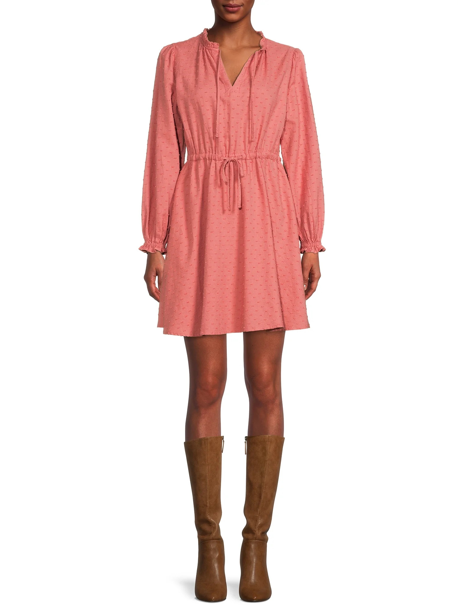 Time and Tru Women's Long Sleeve Peasant Dress - Walmart.com | Walmart (US)