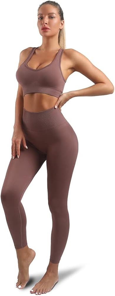 Women’s Yoga Outfits 2 piece Set Workout Tracksuits Sports Bra High Waist Legging Active Wear A... | Amazon (US)