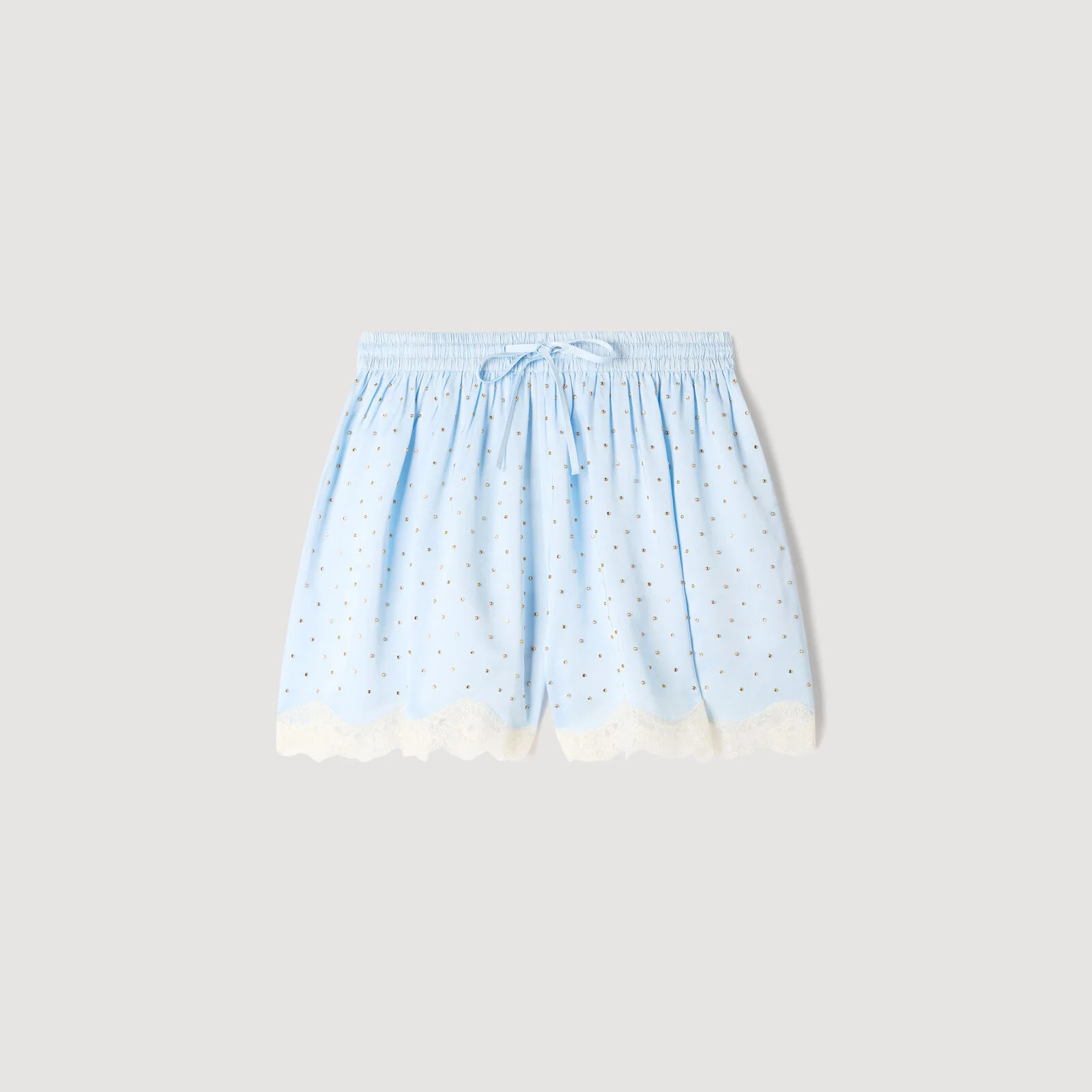 Rhinestone shorts with lace | Sandro US | Sandro-Paris US