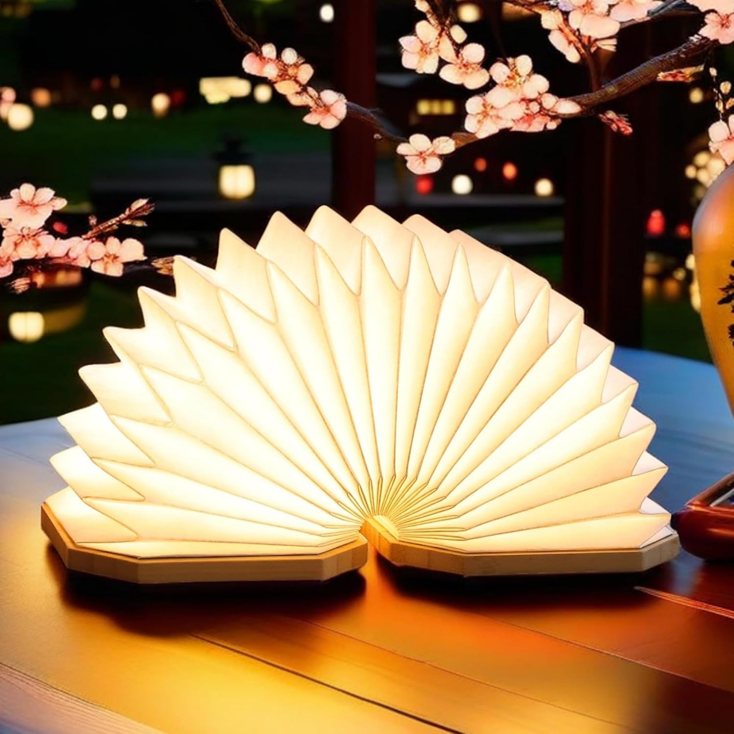 Paper Lamp Japanese Gifts House Warming Gifts, Book lamp 3 Colors Lights Mode, Foldable Japanese Lamp, Bamboo Base Paper Lantern Lights 1200mAh, Book Decor, Zen Decor Spiritual Gifts | Amazon (US)