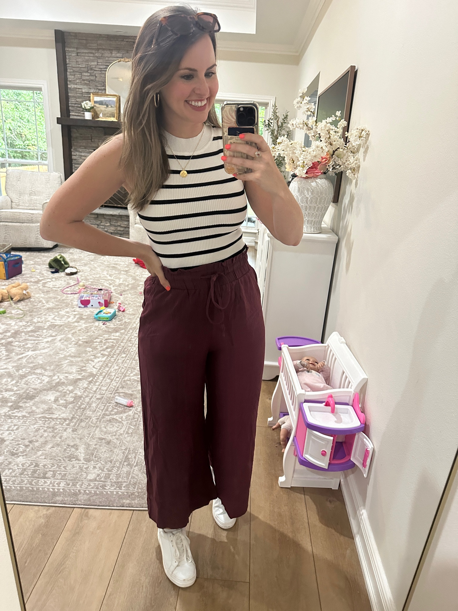Easy casual spring outfit 

Amazon striped high neck tank- size m
Linen blend wide leg pants, love the high waist- size m 
White sneakers are from Pink Lily (use code Dorothy15 for 15% off anything from pink lily) linking some similar from target if those aren’t available. 



#LTKMidsize #LTKFindsUnder50 #LTKWatchNow