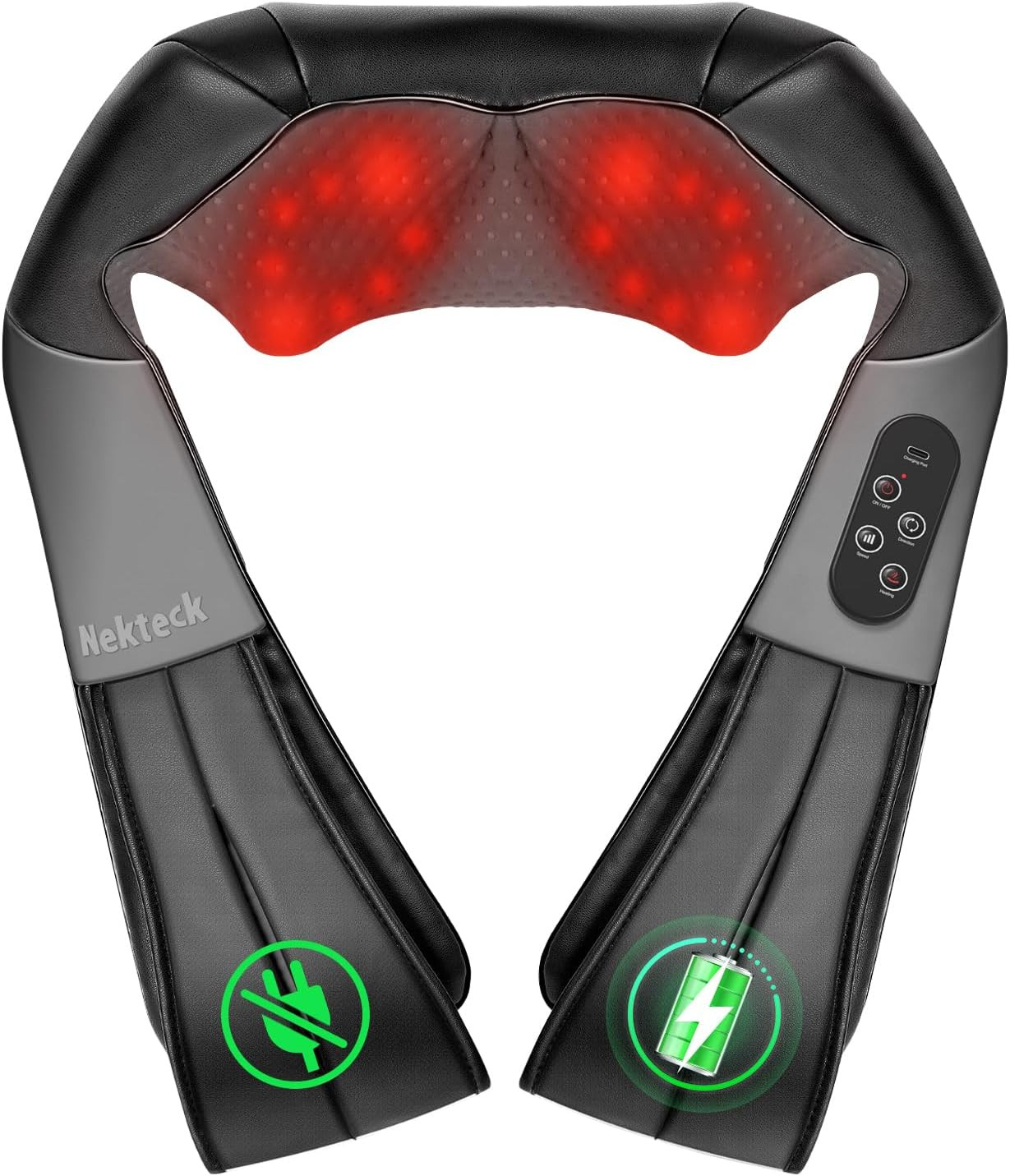 Nekteck Shiatsu Neck Massager with Heat, 2026 Upgraded Cordless Massage | Amazon (US)