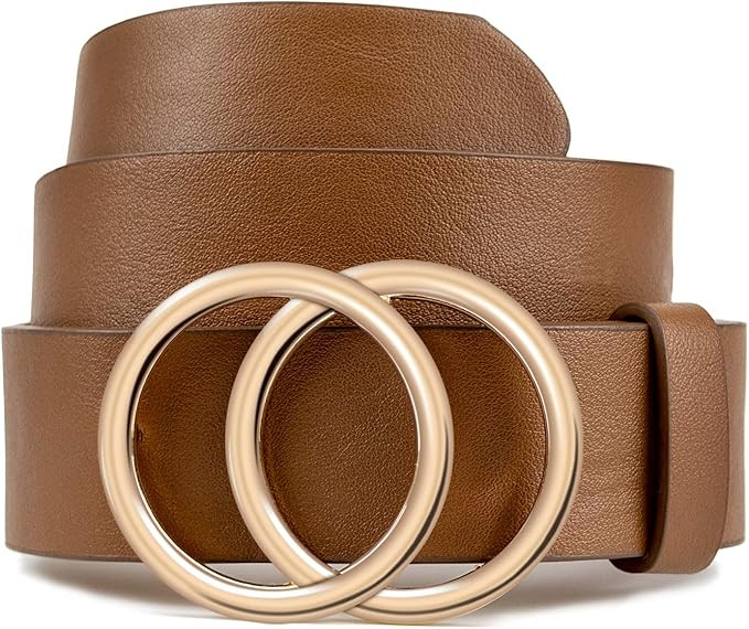 Women Leather Belt for Jeans Dress Waist Belts with Double Ring Buckle by LOKLIK | Amazon (US)