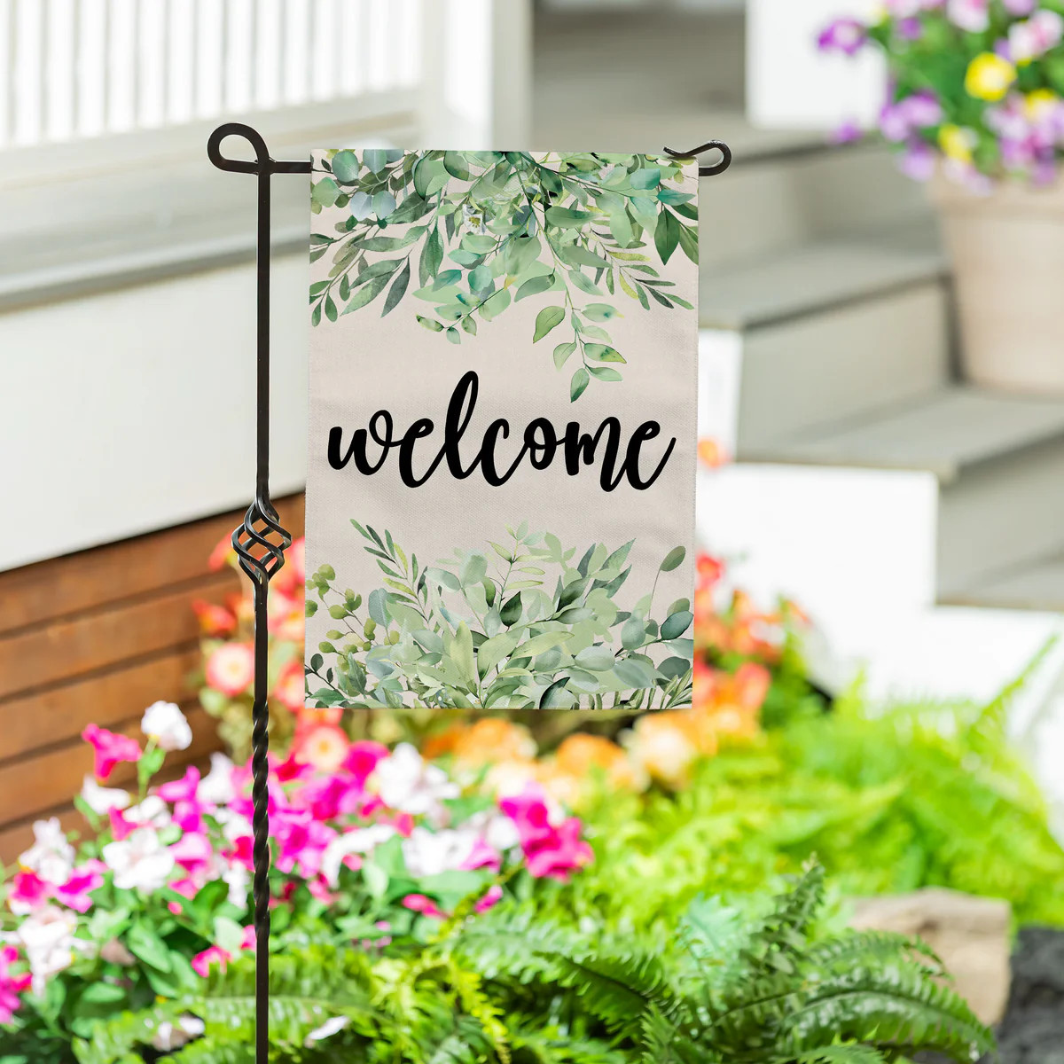 Simple Life Ladybug Burlap House Flag | My Evergreen