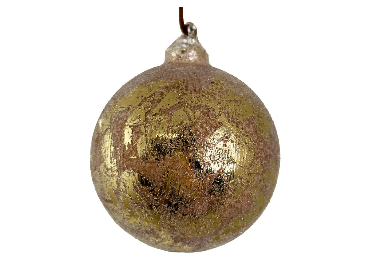 ANTIQUE BROWN GILDED GLASS BALL ORNAMENT | 3" | Alice Lane Home Collection