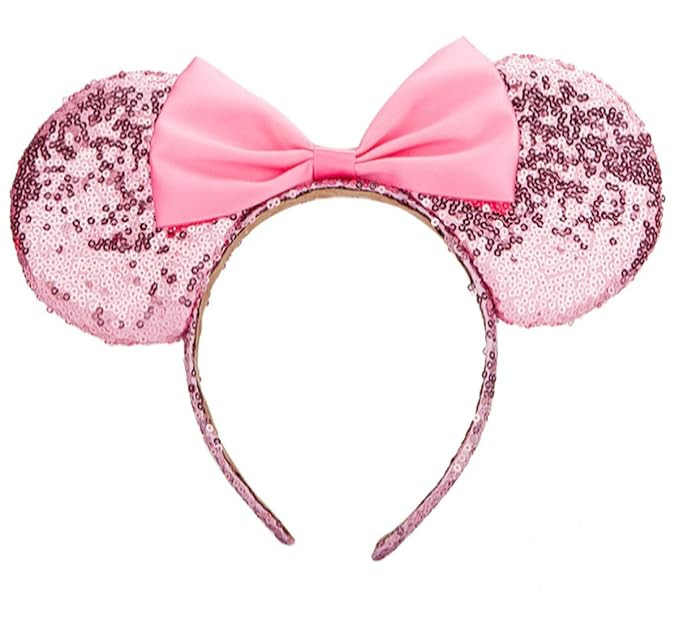 Minnie Ears Headband,Sequin Mouse Ears Headband with Bow Hairs Accessories for Girls Women Adult ... | Amazon (US)