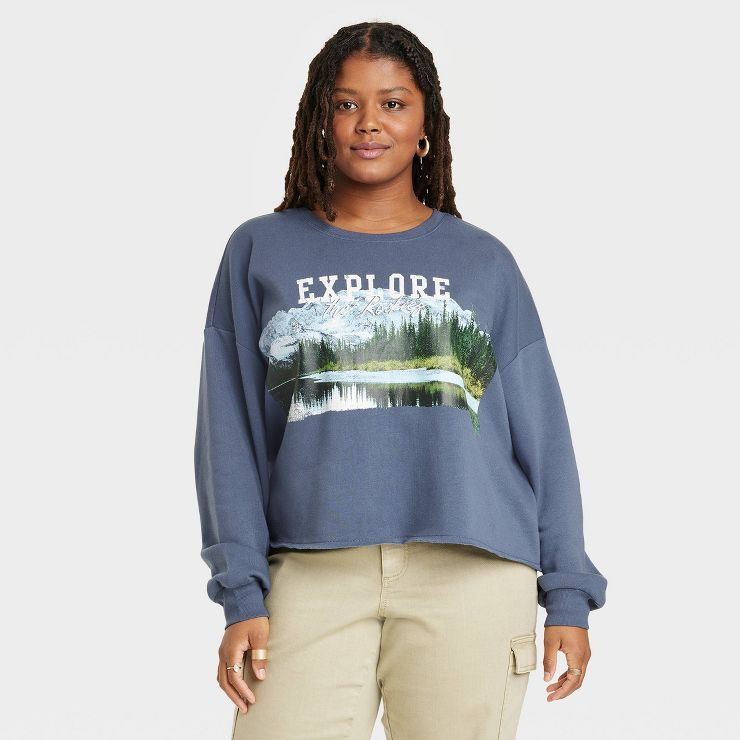 Women's Explore Graphic Sweatshirt - Blue | Target