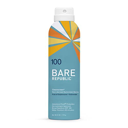 Bare Republic Clearscreen Sunscreen SPF 100 Sunblock Spray, Water Resistant with an Invisible Finish, 6 Fl Oz | Amazon (US)