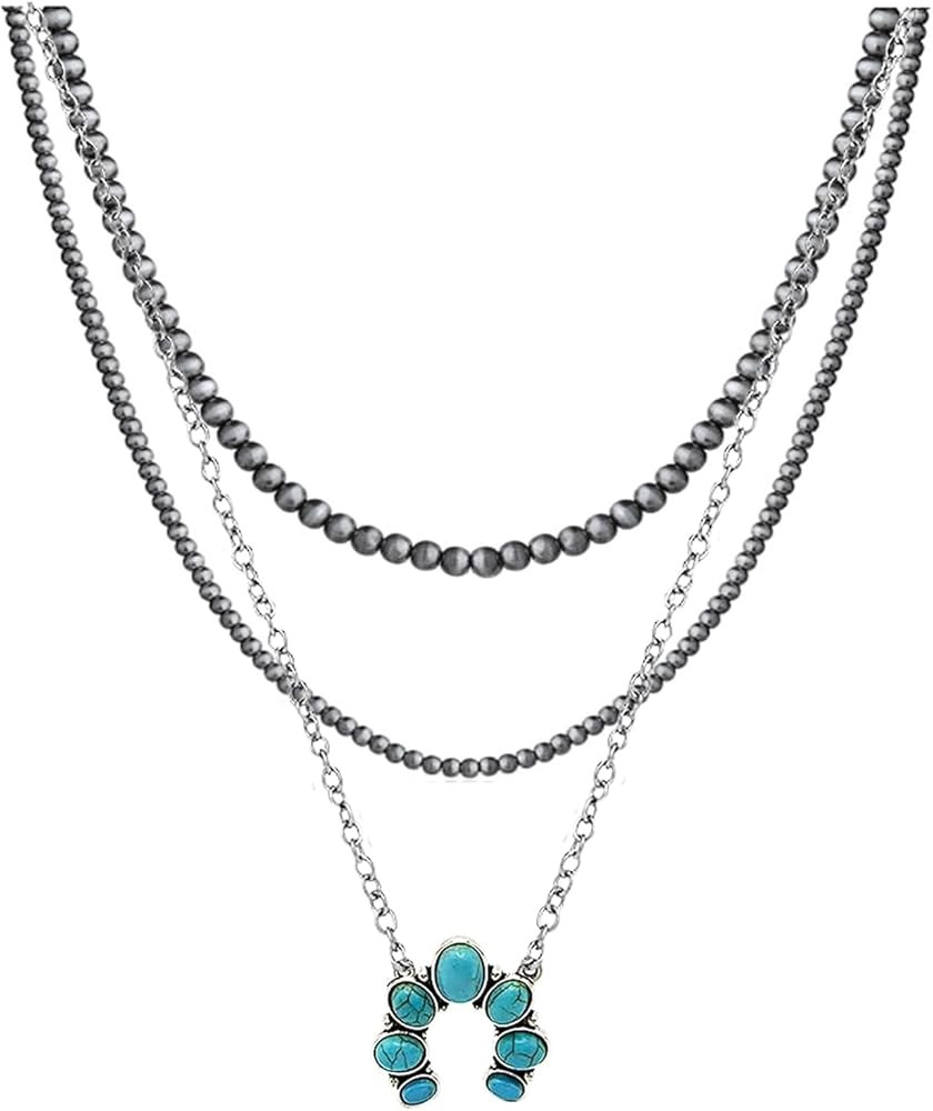 Layered Navajo Pearls Necklace with Western Pendant Necklaces for Women Cowgirl Retro Tribe Weste... | Amazon (US)