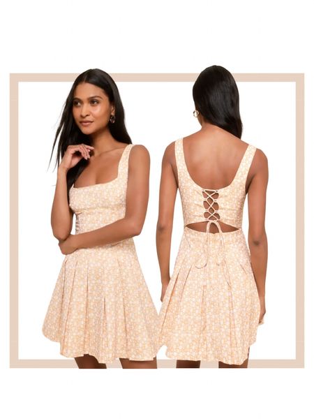 Orange floral lace up spring summer mini dresss

#LTKworkwear #LTKfindsunder100 #LTKstyletip