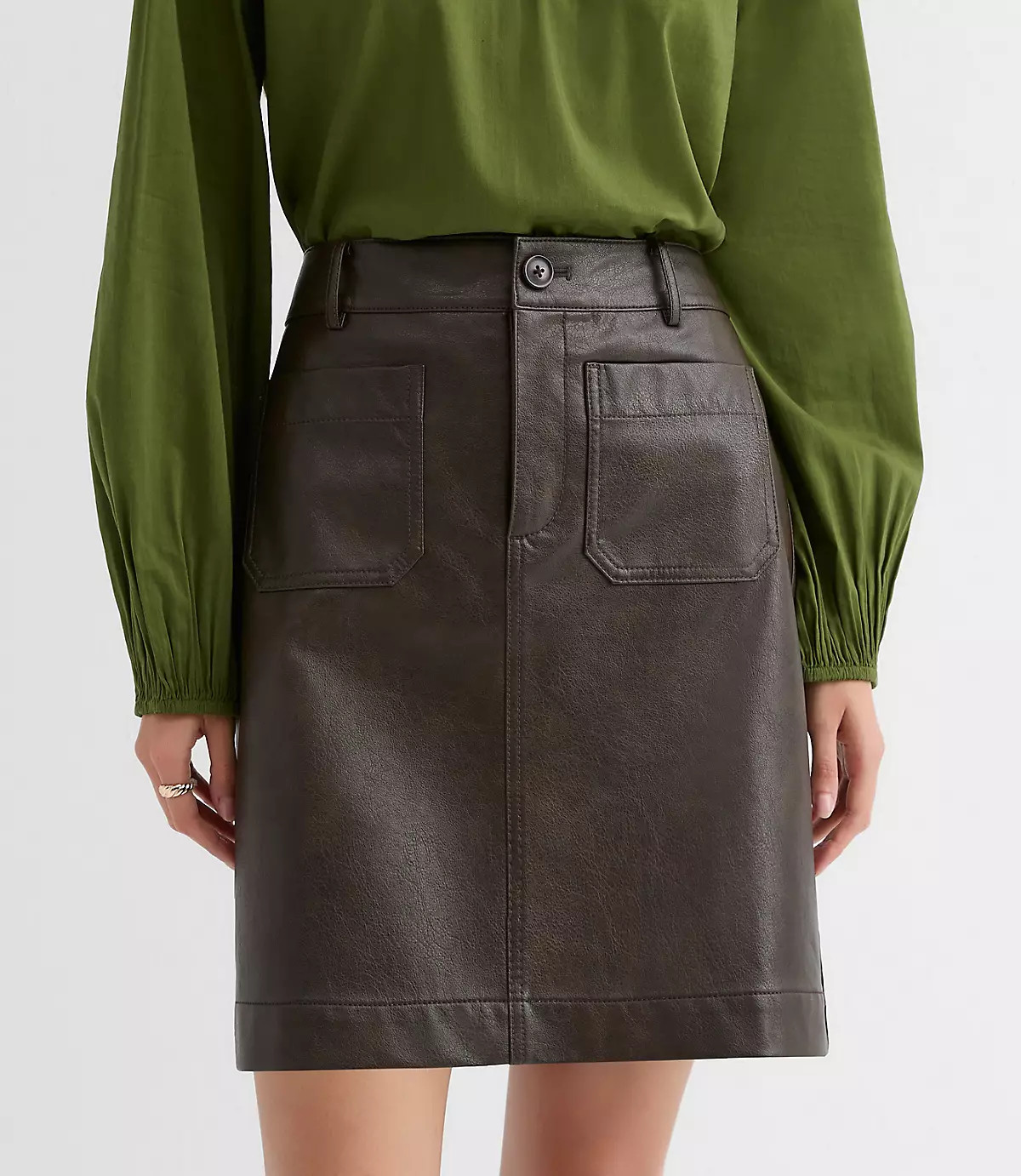 Tall Distressed Faux Leather Pocket Mini Skirt | LOFT