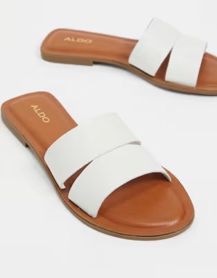 Aldo – Andonia – Flache Ledersandalen in Weiß | ASOS (Global)