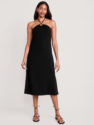 Slub-Knit Halter Midi Shift Dress for Women | Old Navy (US)