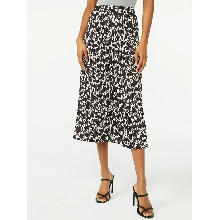 Scoop Women's Pleated Matte Satin Midi Skirt | Walmart (US)