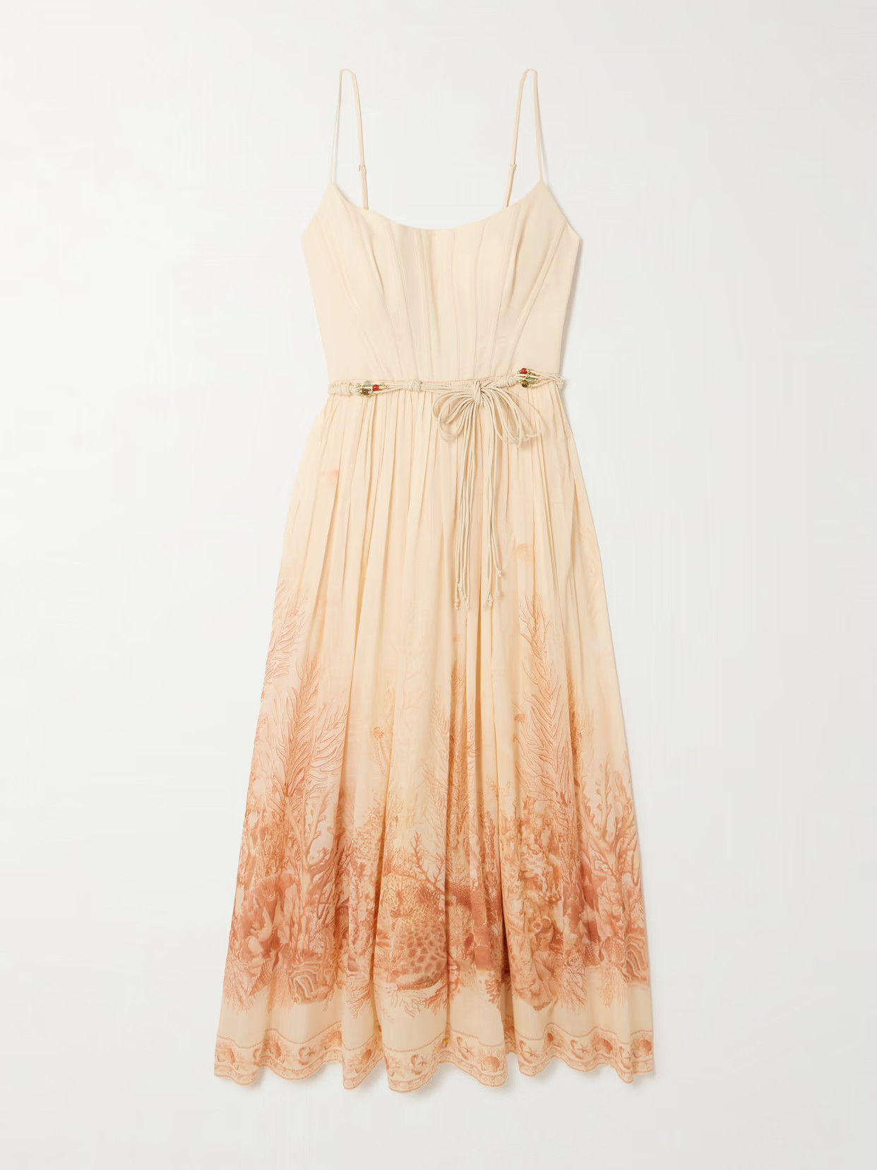 Zimmermann - Wanderlust Gathered Printed Cotton-voile Midi Dress - Orange | NET-A-PORTER (US)