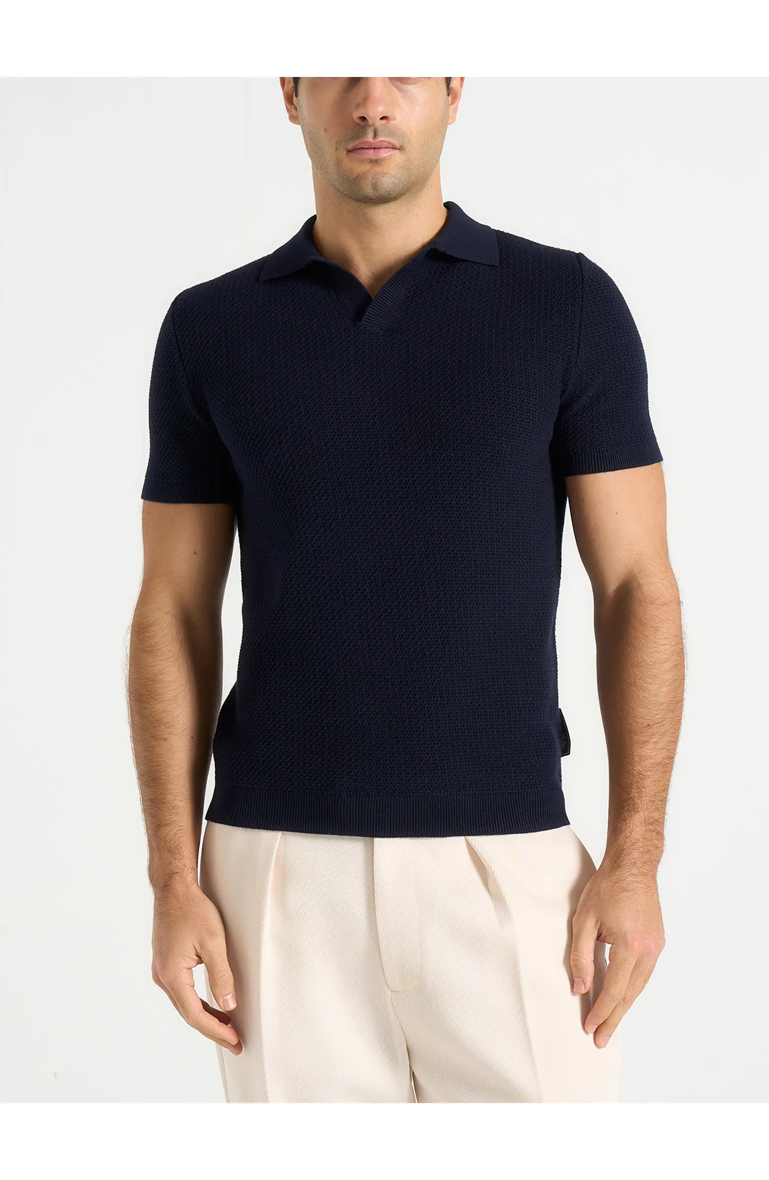 Manière De Voir Rowen Textured Knit Revere Polo Shirt | Nordstrom | Nordstrom