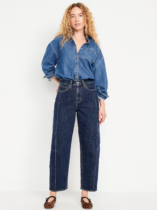 High-Waisted Barrel Ankle Jeans | Old Navy (US)