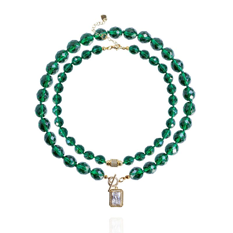 Leni Necklace Set In Emerald | Wolf & Badger (US)